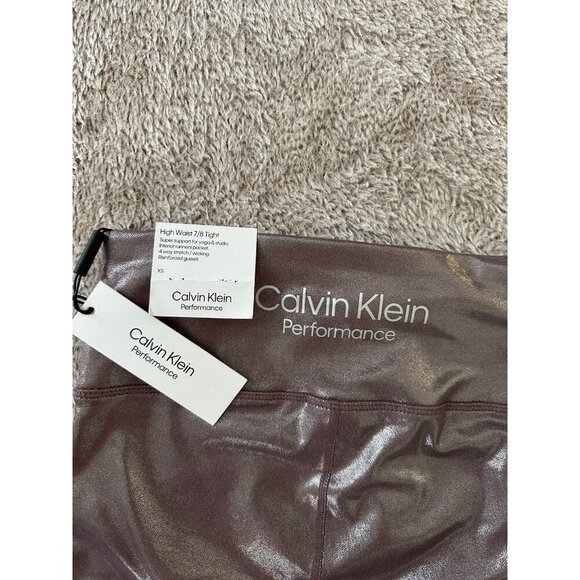 Calvin Klein Metallic-Print High-Waist 7/8 Length Leggings New - Picture 11 of 16